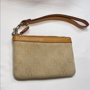Dooney and Bourke Cream Beige Canvas Wristlet Bag